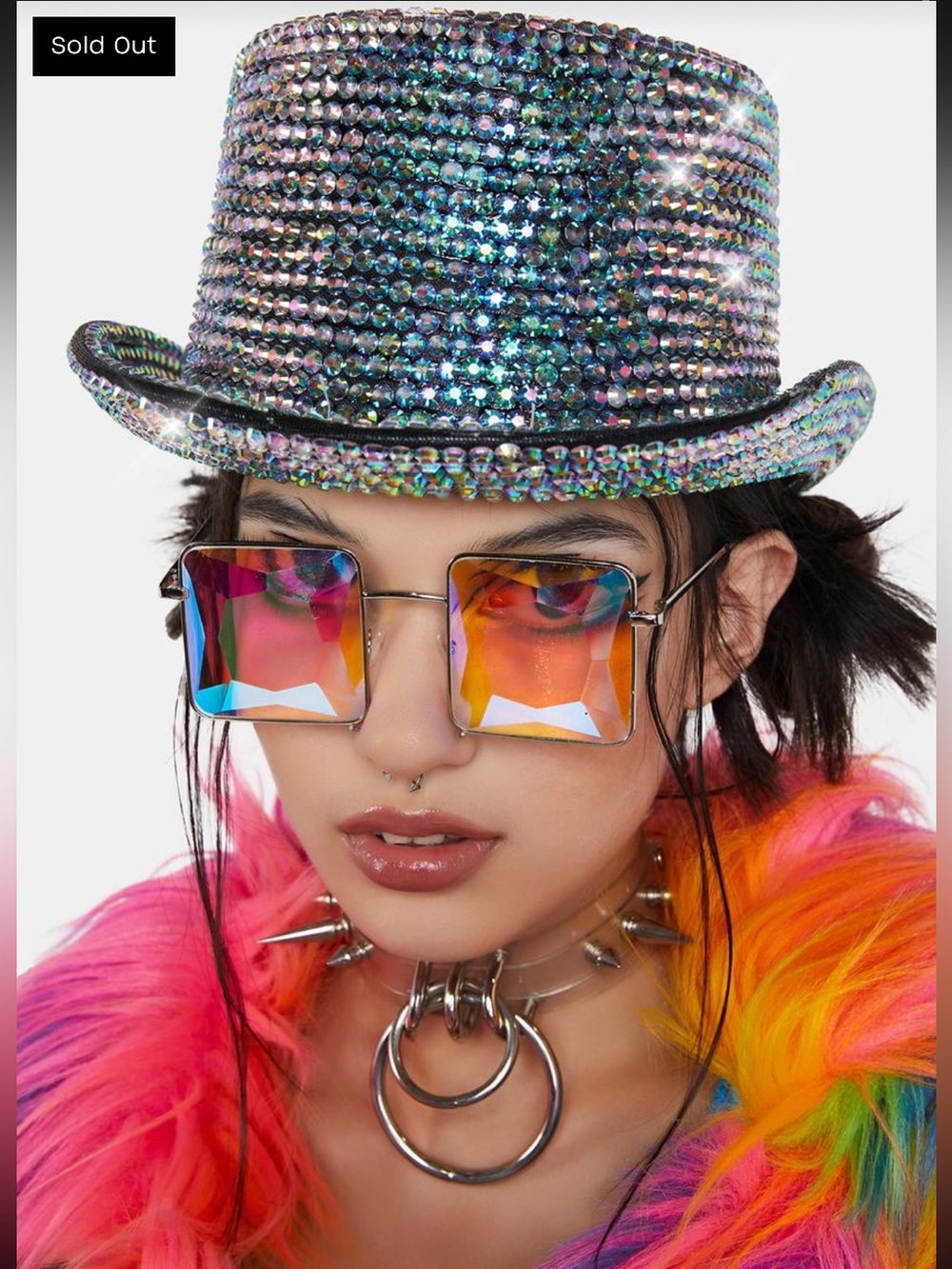 Dolls Kill Impossible Dream Rhinestone Top Hat - Women's Festival Hat